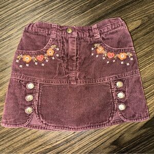 2006 Gymboree Floral Embroidered Corduroy Skirt - Plum